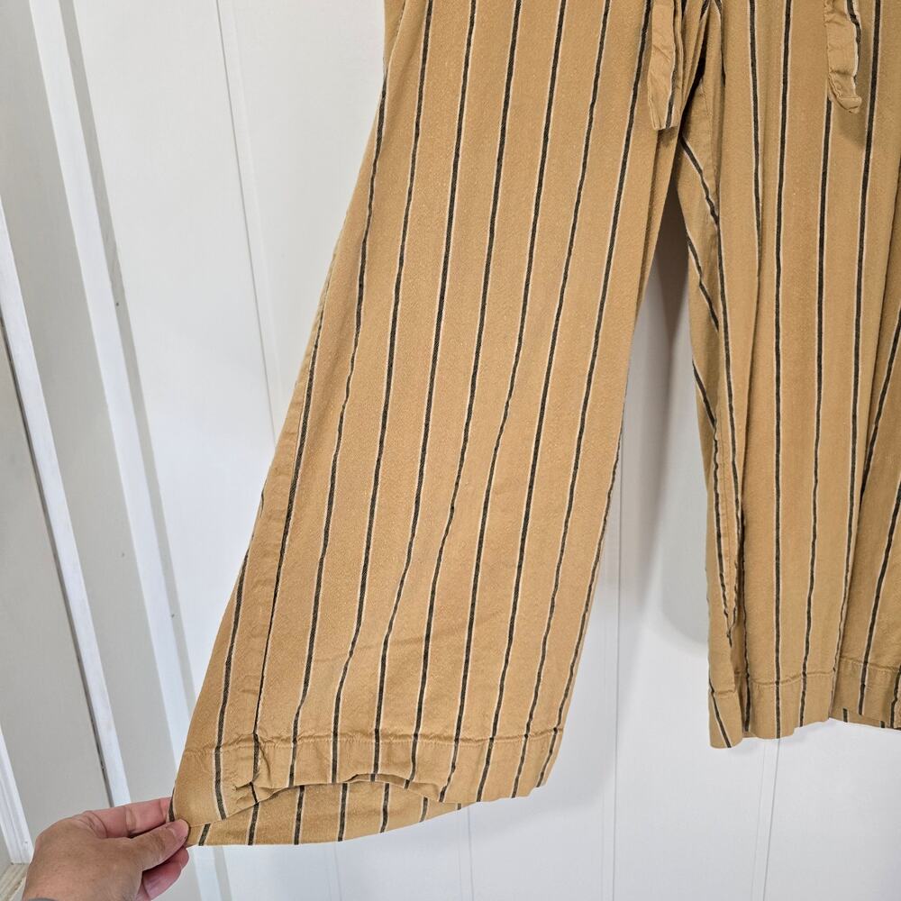 J. Jill Emilie Linen Stretch Paperbag Cropped Wide-Leg Pants Tan Black Size L - Picture 5 of 8
